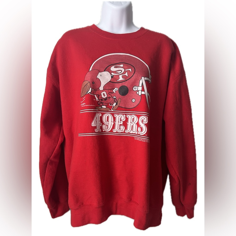 San Francisco 49ers Peanuts Crew Neck Sweatshirt 1990s Large